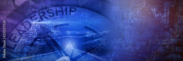 Obraz Złożony wizerunek droga przeciw niebu z przywódctwo tekstem