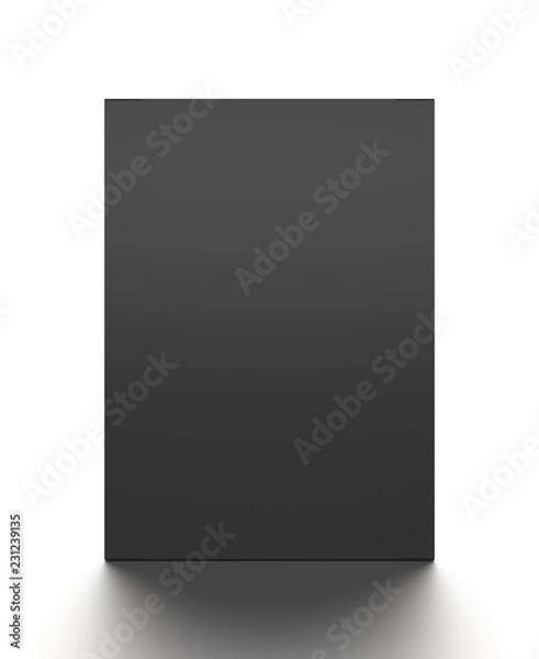 Fototapeta Black horizontal blank box from front angle. 3D illustration isolated on white background.