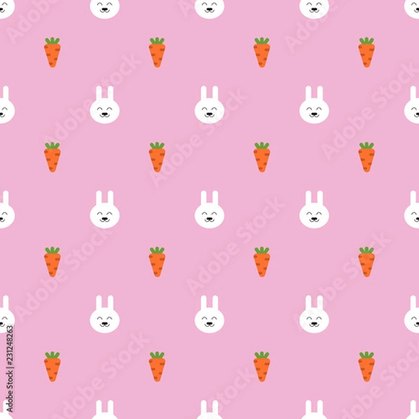 Obraz Seamless pattern with rabbits and carrots