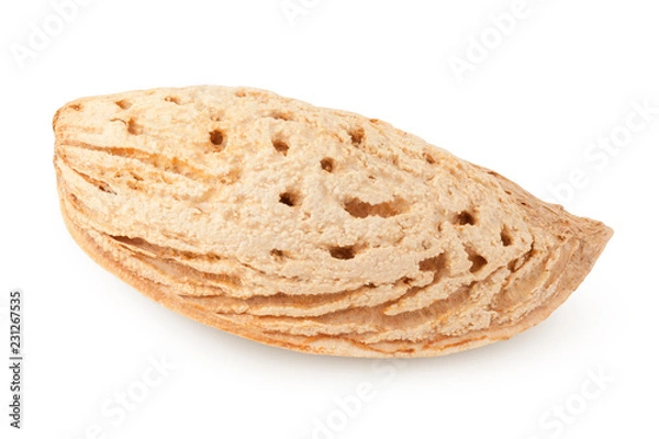 Fototapeta Almond nut in shell isolated on white background, clipping path, full depth of field