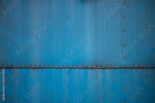 Obraz Texture of old blue rusted metal plate. Dirty and ground, can be use for design