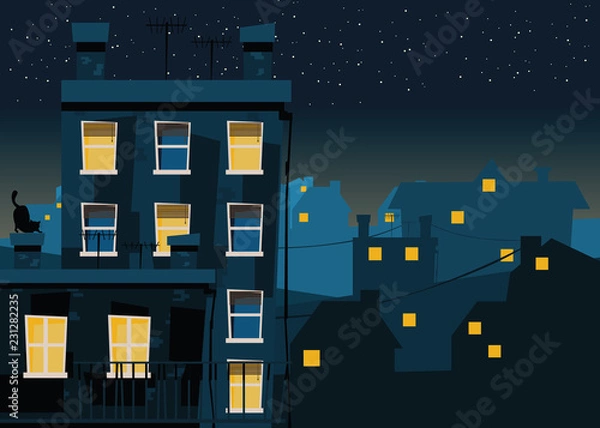 Fototapeta city at nights vector illustration 