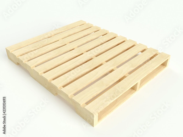 Fototapeta Perspective view of wooden epal type pallets on gray background