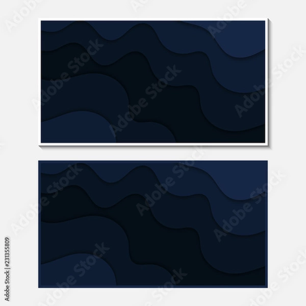 Fototapeta Banner with wavy lines. Abstract wavy paper cut background.