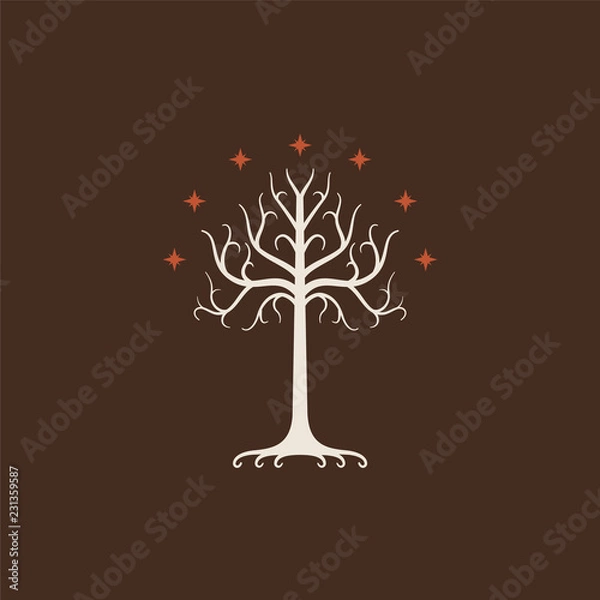 Fototapeta White Tree of Gondor. Isolated on brown background