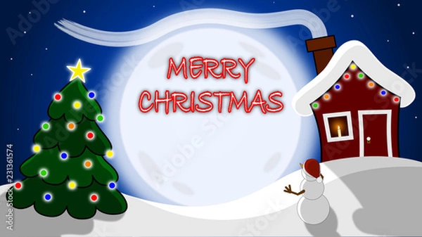 Fototapeta Merry Christmas Holiday Scene with Copy Space. Vector Illustration.
