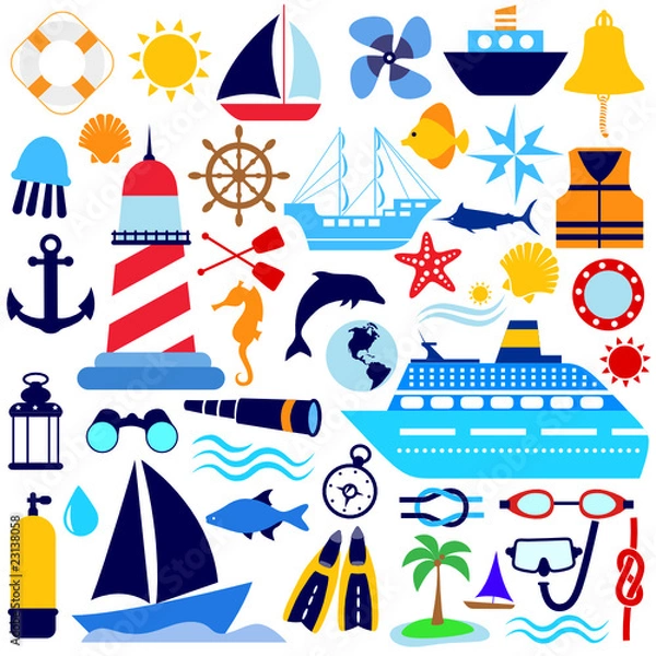 Fototapeta nautical icon set