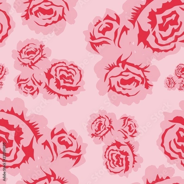Obraz Vector illustration seamless pattern with flowers rose