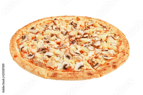 Fototapeta Italian pizza on a white background. isolate to create a pizza menu on the website or a printed menu.