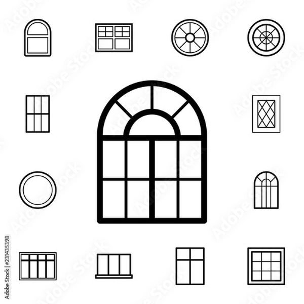Fototapeta window with an arch icon. Detailed set of Doors, gates and windows icons. Premium quality graphic design icon. One of the collection icons for websites, web design, mobile app