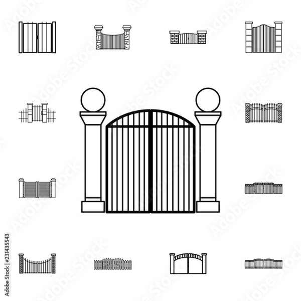 Fototapeta metal gates icon. Detailed set of Doors, gates and windows icons. Premium quality graphic design icon. One of the collection icons for websites, web design, mobile app