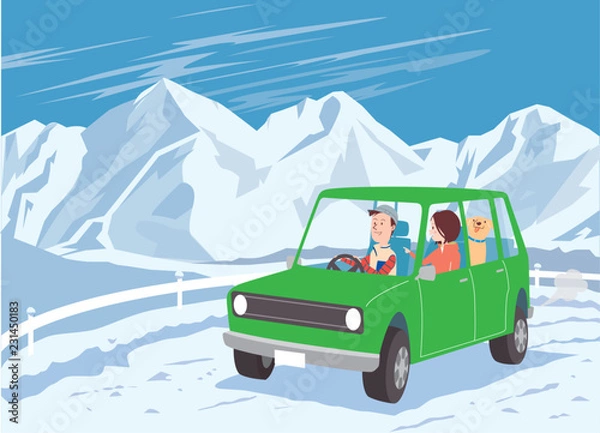 Fototapeta ドライブ_SUV_雪道