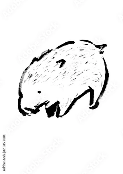 Obraz 亥干支の筆手書きイラストの年賀状素材