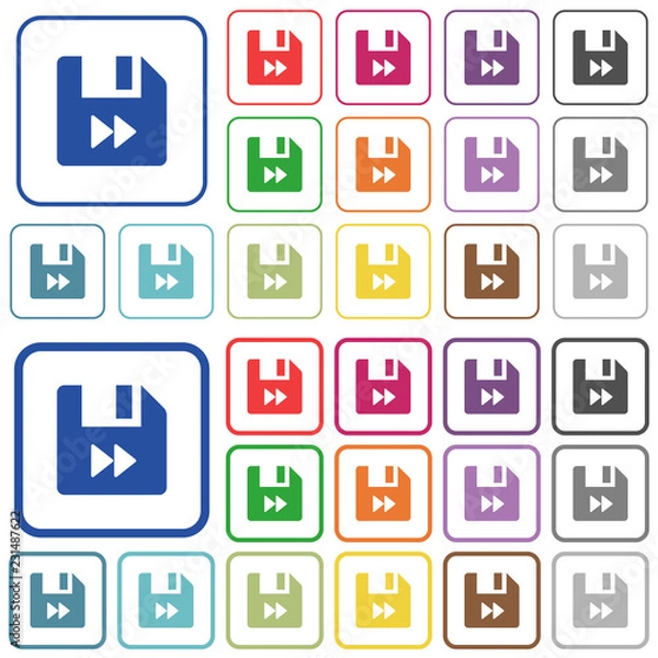 Fototapeta File fast forward outlined flat color icons