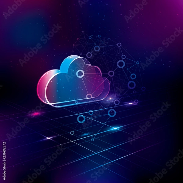 Obraz Technology background, cloud computing concept design, network server.