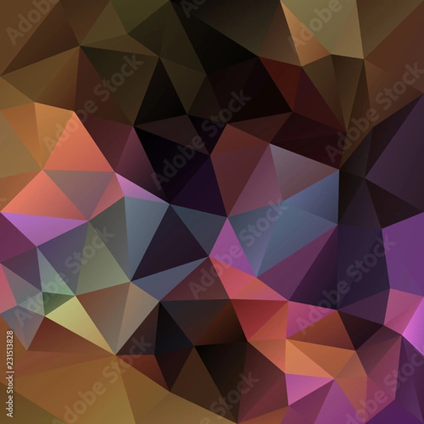 Fototapeta vector abstract irregular polygonal square background - triangle low poly pattern - brown, purple, burgundy, ochre, khaki color
