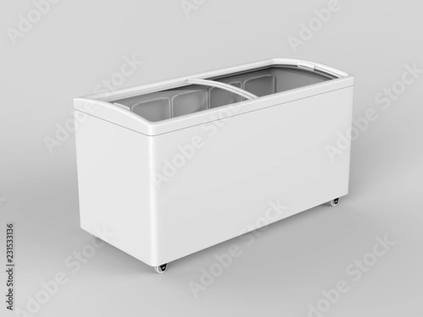 Obraz Pusta zamrażarka lodów izolowana do projektowania brandingu. Ilustracja renderowania 3D.