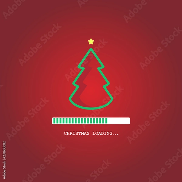 Fototapeta Christmas loading. Christmas tree loading bar background. vector