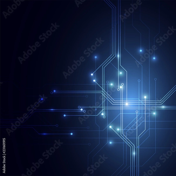 Obraz Abstract background with technology circuit board texture. Electronic motherboard illustration. Communication and engineering concept. Vector illustration