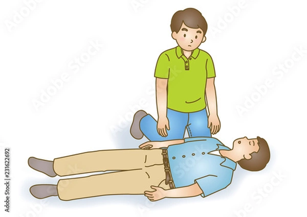 Obraz 応急手当イラスト73：救急蘇生法・胸骨圧迫