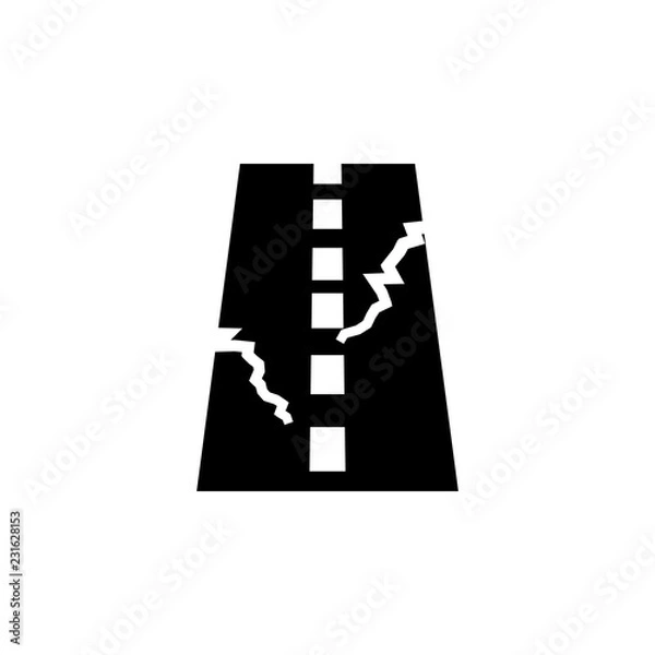 Fototapeta Broken road icon. Element of road and bridges construction. Premium quality graphic design icon. Signs and symbols collection icon for websites, web design