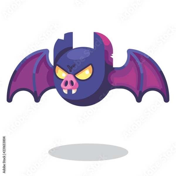 Fototapeta Fantasy RPG Game Character monsters and heros Icons Illustration. Evil vampire bat enemy with wings and fangs, cave monster