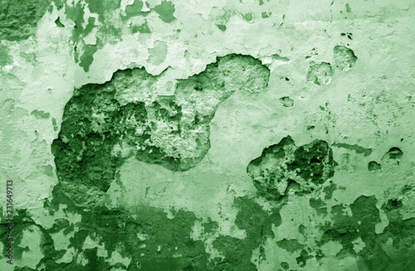 Obraz Сraked weathered cement wall texture in green tone.