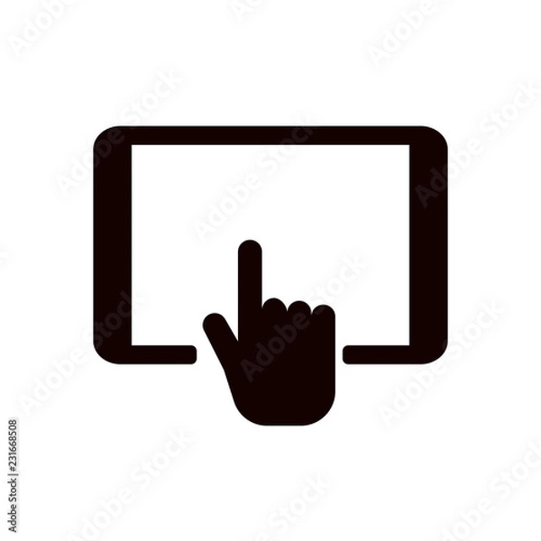 Fototapeta  Hand touching tablet screen vector icon