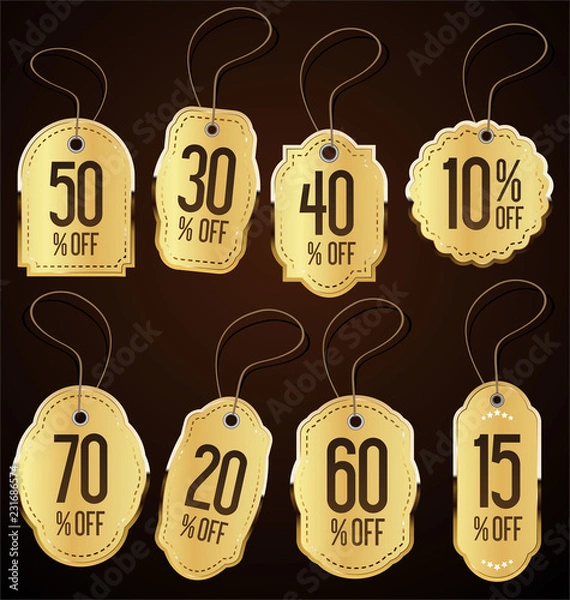 Obraz Vintage Style Sale Tags Design vector collection