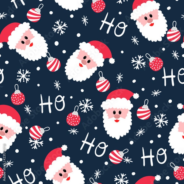 Obraz Jolly Santa Ho Ho Ho Christmas seamless pattern