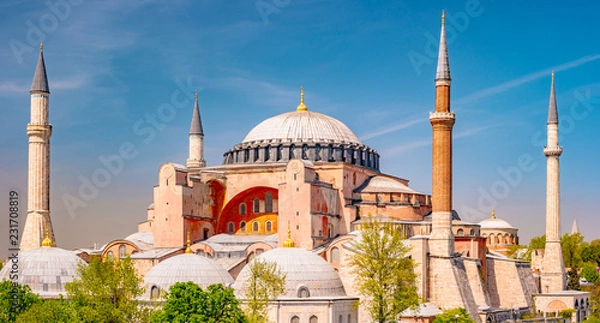Obraz Hagia Sophia in summer, Istanbul, Turkey. Hagia Sophia or Ayasofya is one of the best-known sights of the city.