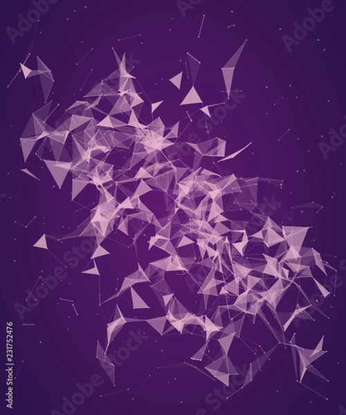 Obraz Abstract blue geometrical background with dots and lines.  Web background