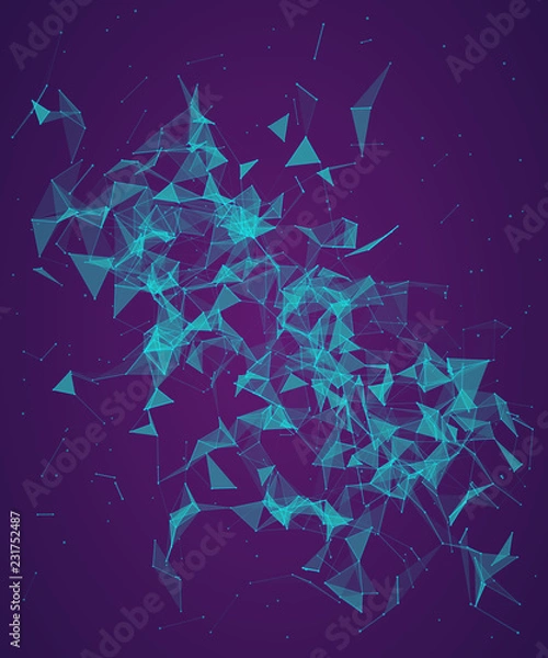 Obraz Abstract blue geometrical background with dots and lines.  Web background
