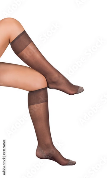 Obraz 15 denier nylon brown knee socks