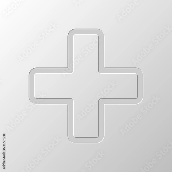 Fototapeta Medical cross icon. Paper design. Cutted symbol. Pitted style