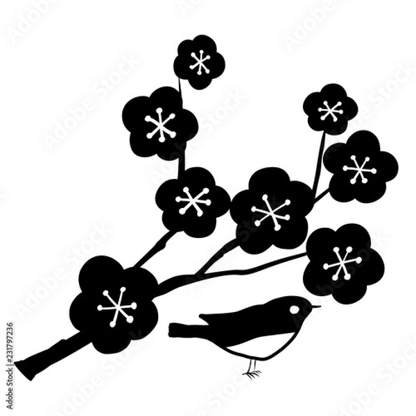 Obraz ベクター　梅　小鳥　正月　アイコン