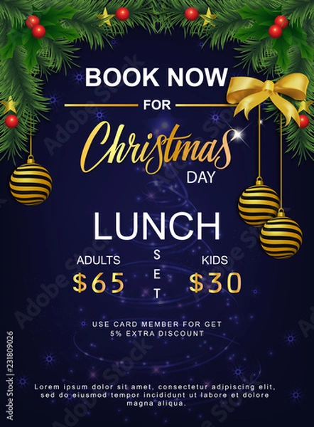 Fototapeta lunch set menu for christmas day