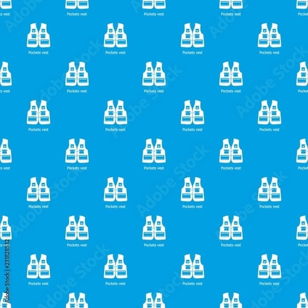 Fototapeta Pockets vest pattern vector seamless blue repeat for any use