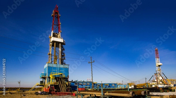 Obraz drilling rig BU 5000 and BU 3000 in operation at one construction site