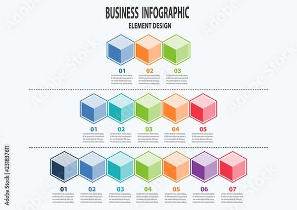 Obraz Set of business infographic can be used for workflow layout, diagram, number options, web design, parts, steps or processes. Vector Eps 10