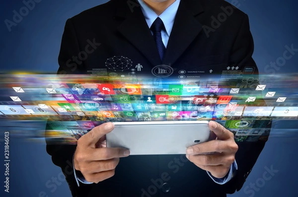 Fototapeta Internet multimedia broadband and multimedia data streaming
