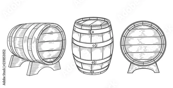 Obraz Wooden barrel set.