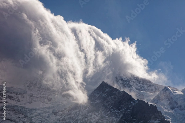 Fototapeta Stormy weather over Jungfrau massif - Kleine Scheidegg, Jungfrau Region, Switzerland