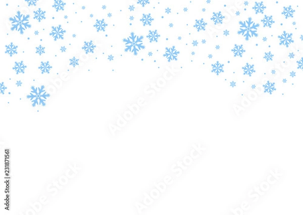 Fototapeta Vector falling blue snow on isolated background, possibility of overlay. Winter, Christmas texture. Place for text.