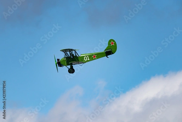 Fototapeta Soviet single-engine biplane Policarpov Po-2 or U-2 at an air show in Mochishche