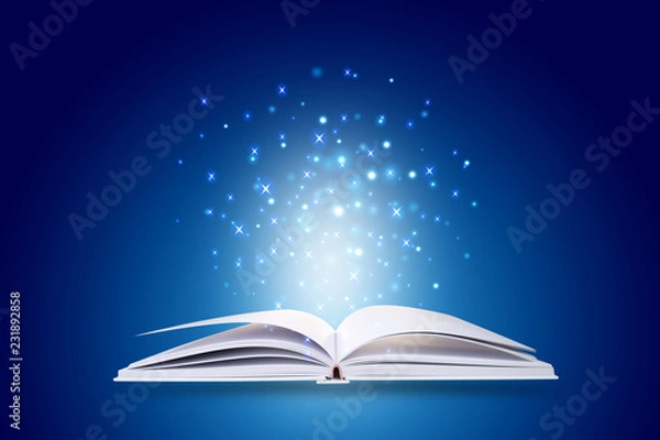 Fototapeta opened book with magic light