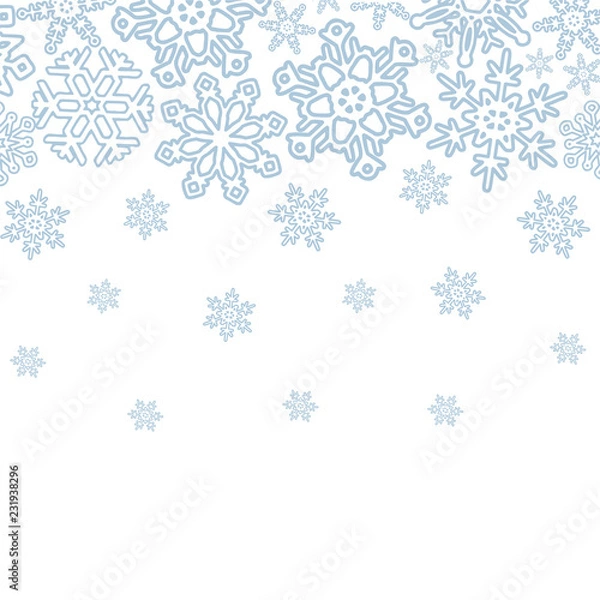 Fototapeta Winter background with various snowflakes. Vector graphic pattern.