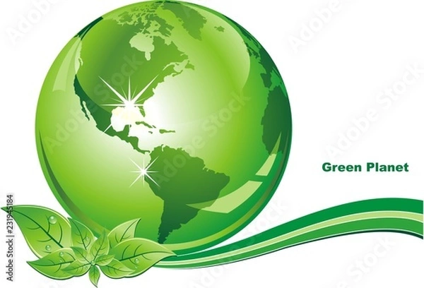 Obraz beautiful green earth vector on the ribbon