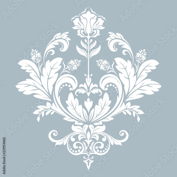 Fototapeta Damask graphic ornament. Floral design element. Blue vector pattern
