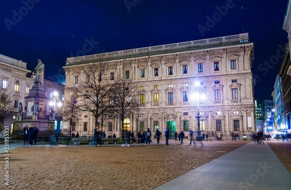 Obraz Nocny widok na Piazza della Scala